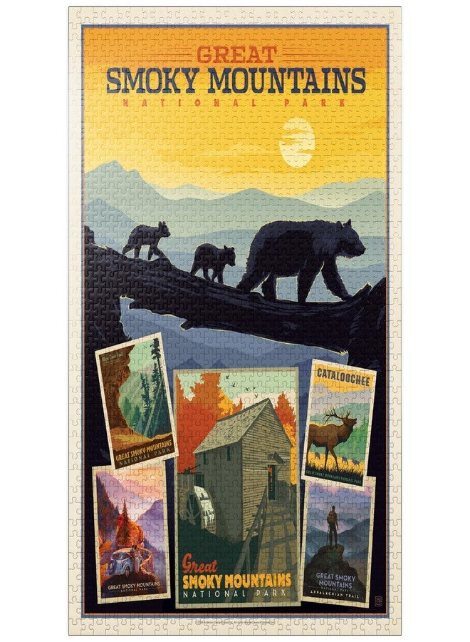 MyPuzzle.com MyPuzzle Great Smoky Mountains National Park: Collage Print, Vintage Poster - Premium 1000 Piece Jigsaw Puzzle for Adults - Image 1